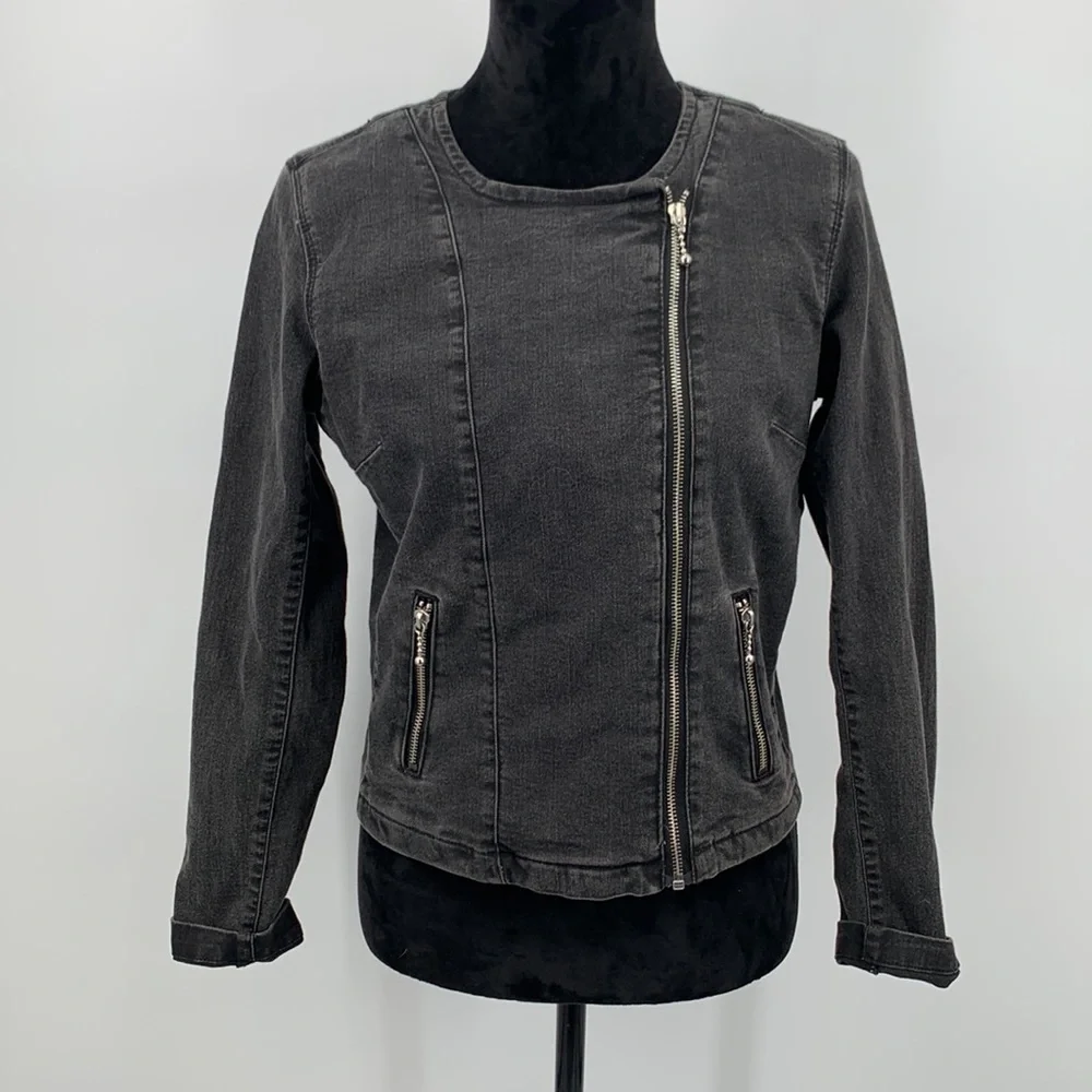 Levi’s Jacket Black denim size Medium Moto Vintage - Picture 3 of 7